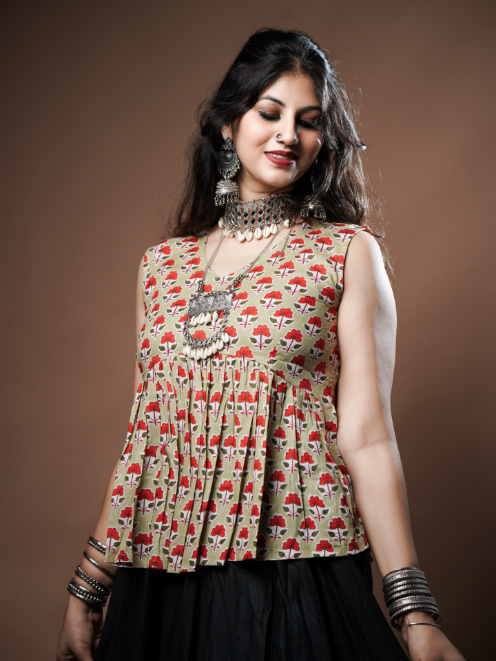 Meadow Bloom Peplum (Green)