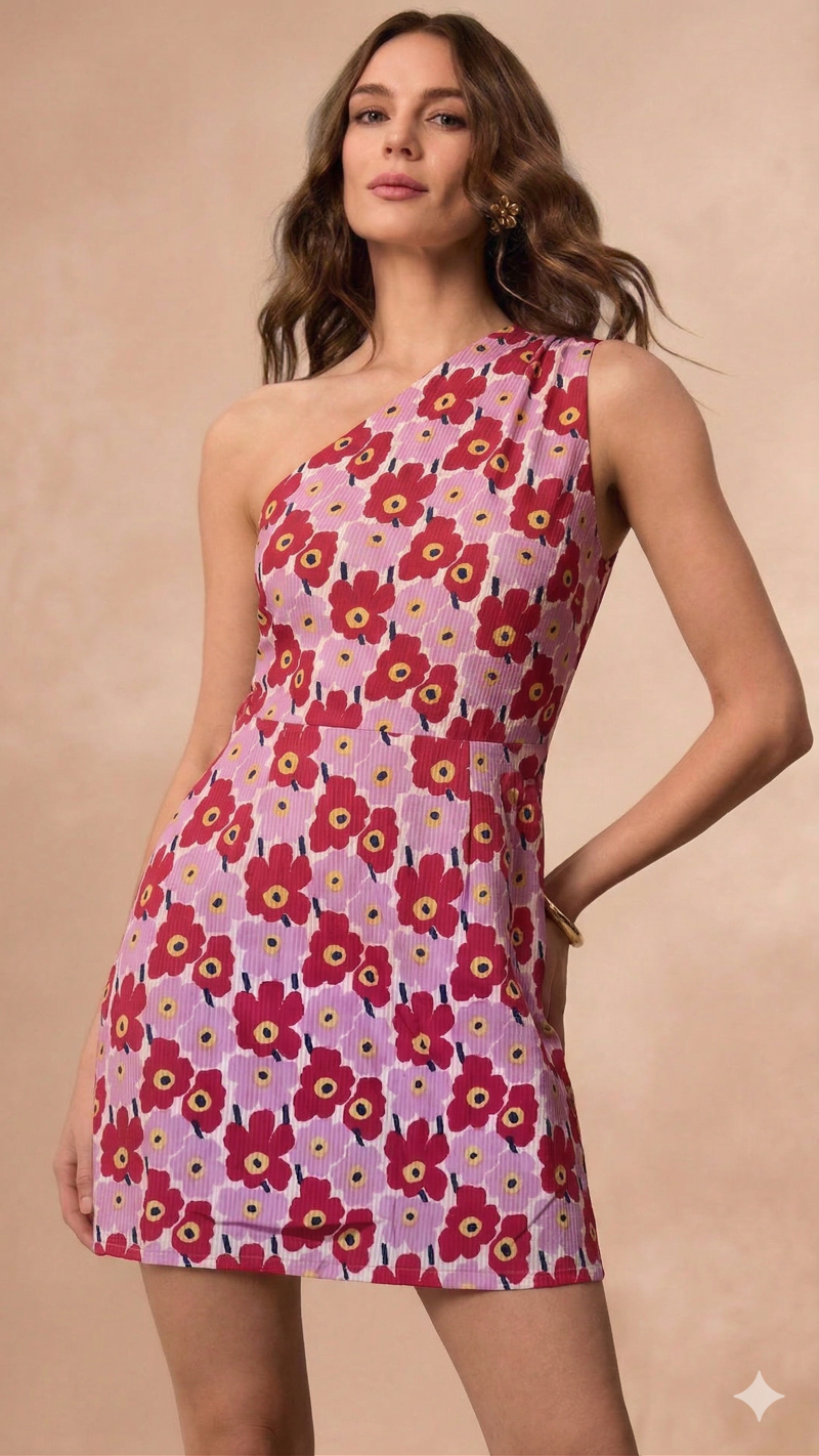 The Magenta Poppy One-Shoulder