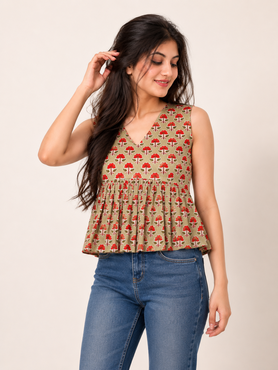Meadow Bloom Peplum (Green)